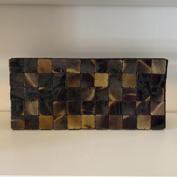 Vintage tortoise like square shell clutch - Picture 3 of 6